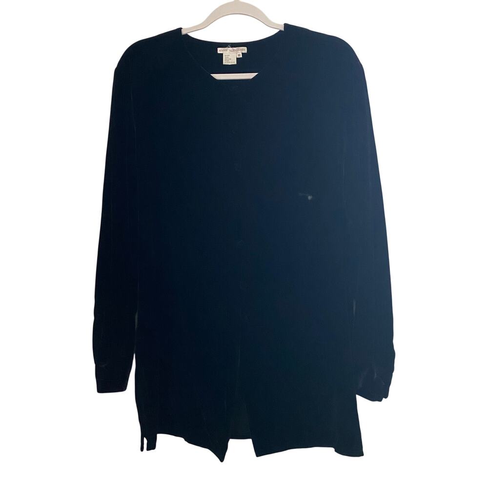 Vintage 90's Velvet Black Blouse Annie Alexander Womens Size Medium